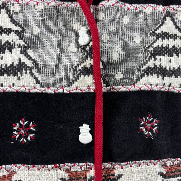 Vintage Women Tapestry Christmas Vest Snowmen Snow Trees Holiday Size 18 I146 - Picture 3 of 8